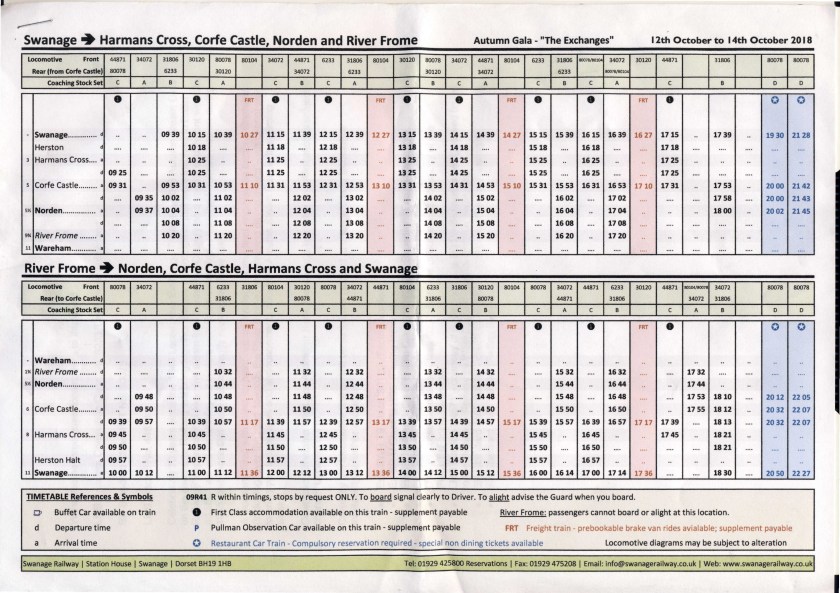 Swanage Timetable